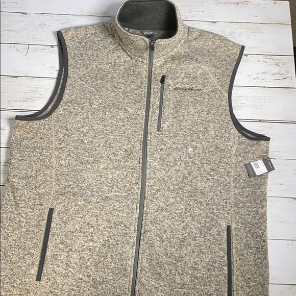 Eddie Bauer brown marbled fleece vest size L New! - Picture 1 of 6